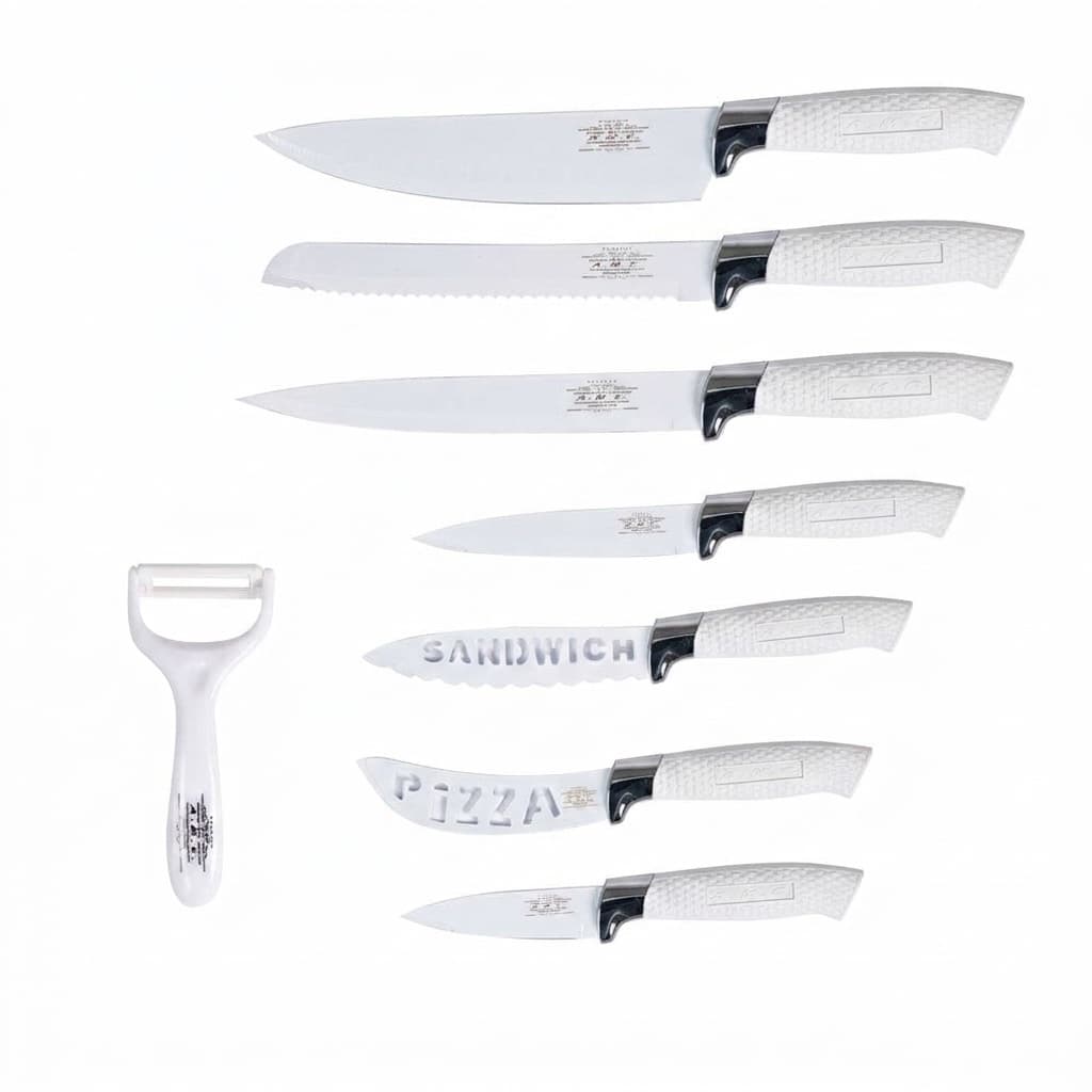 Set di coltelli piu' pelapatate colore bianco 8 pezzi di alta qualita' - foto 1