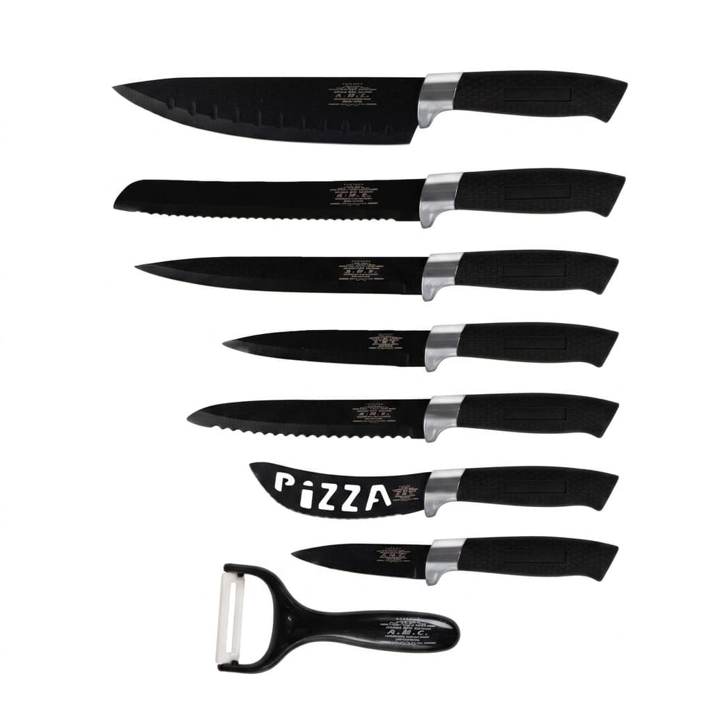 Set di coltelli piu' pelapatate colore nero 8 pezzi di alta qualita'