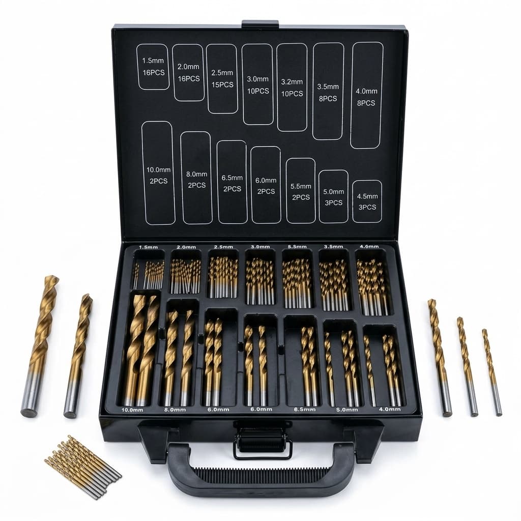 Set Punte da Trapano da 99 Pezzi HSS Metallo Rivestimento Titanio Valigetta - foto 1