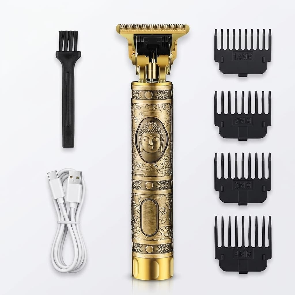 Tagliacapelli Professionale Ricaricabile | Lama a Zero, Corpo in Metallo, 4 Pettini, USB-C