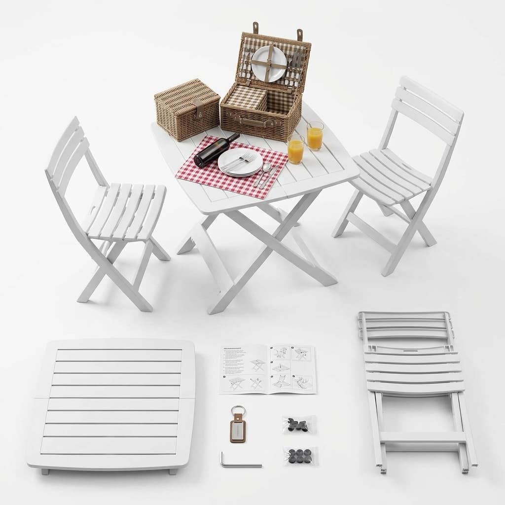 Tavolo Tevere Pieghevole Bianco 79x72x70H