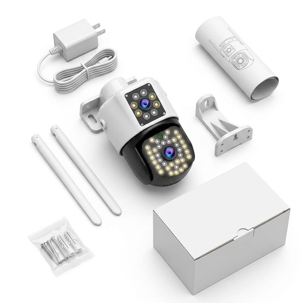 Telecamera WiFi Smart Dual Lens | Full HD 1080P con Visione Notturna a Colori e Rilevamento del Movimento - foto 1