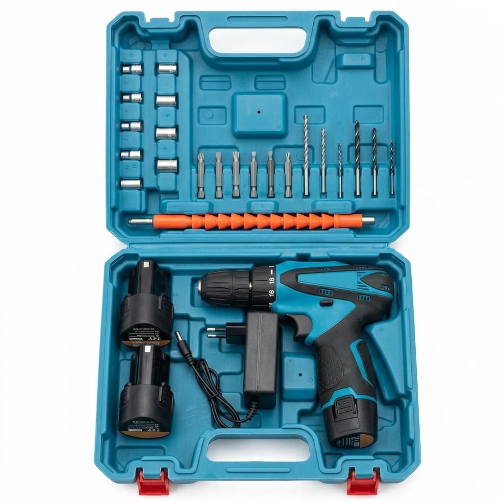 Trapano Avvitatore a Batteria 18V Mulinsen – 2 Batterie al Litio 2.0Ah | Valigetta con Accessori | 25Nm di Coppia | Velocità Variabile e Luce LED