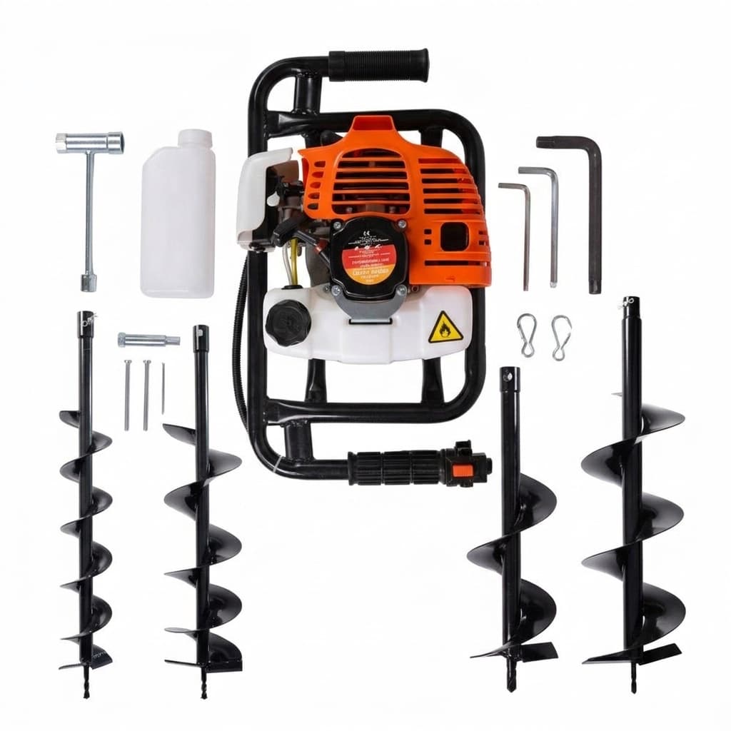 Trivella a scoppio 52cc 2 tempi 3 punte intercambiabili da 100 mm 150 mm 200 mm