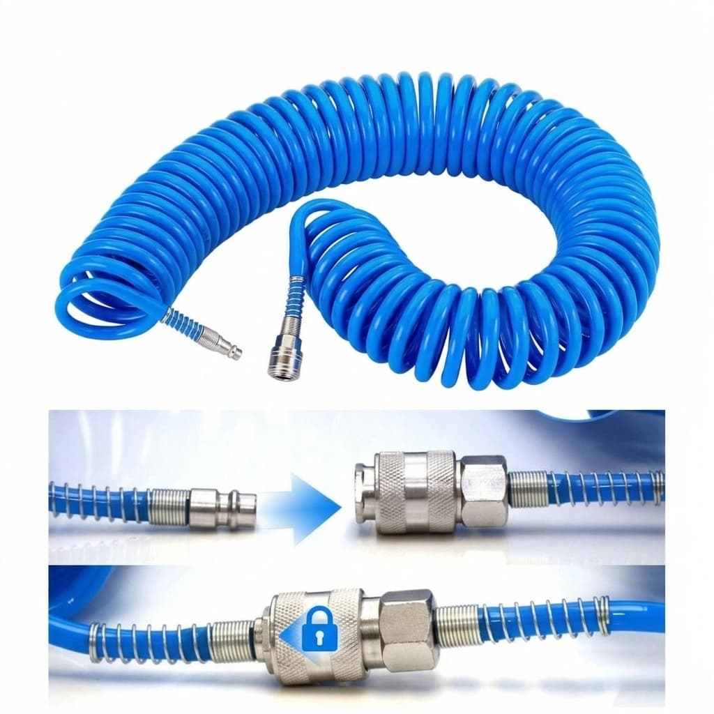Tubo Aria Compressa 15 Metri Flessibile per Compressore Attacco Rapido - foto 1