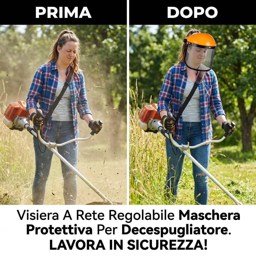 Prima e dopo Visiera A Rete Regolabile Maschera Protettiva Per Decespugliatore