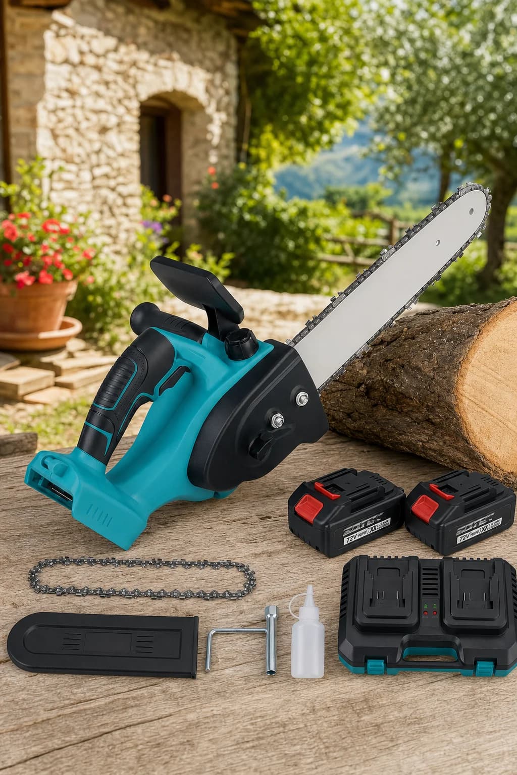 Motosega a Batteria 48V – Lama da 12” (30 cm) | Motore 800W | Batteria al Litio 4.0Ah | Taglio Rapido e Preciso per Potatura e Legna - foto 1